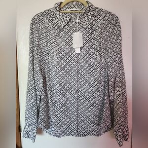 Trina Turk 100% Silk Button Blouse Size Large